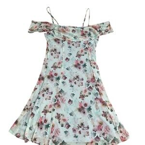 RSQ Floral Mesh Floral Blue Dress Junior’s Size S